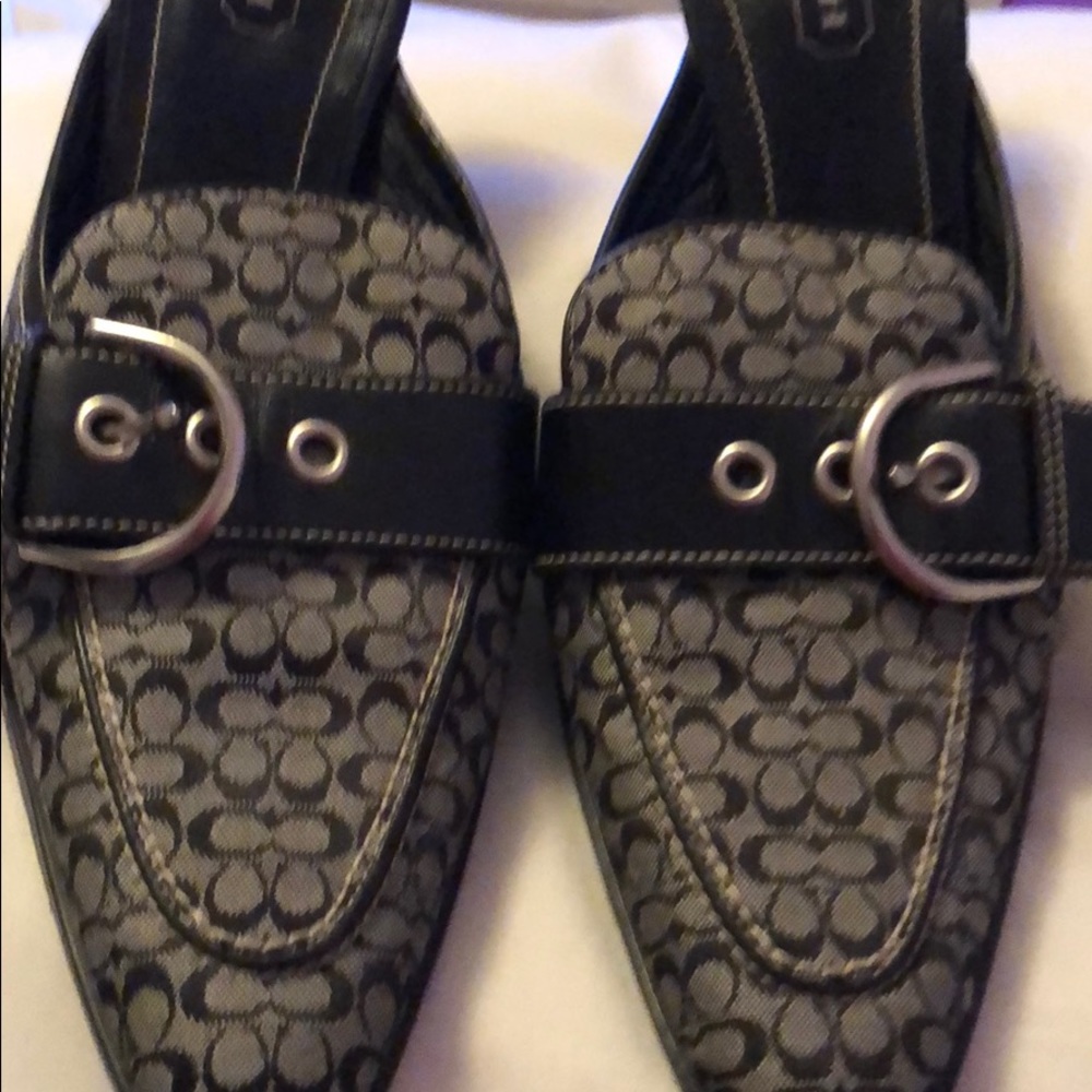 Coach Authentic Black And White Signature Mules
